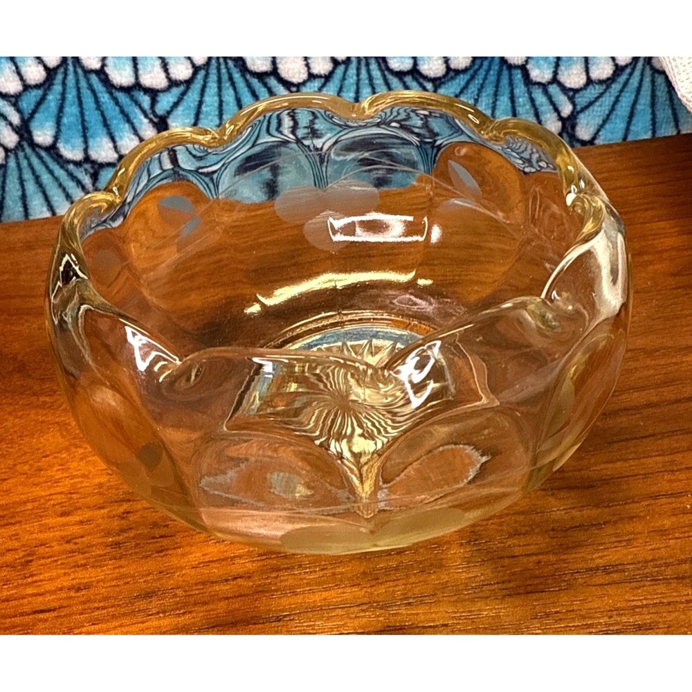 Vintage Clear Glass Candy Bowl Leaf Pattern Small‎ Decorative Dish 4"